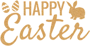 Gold Glitter Happy Easter Graphic PNG Image