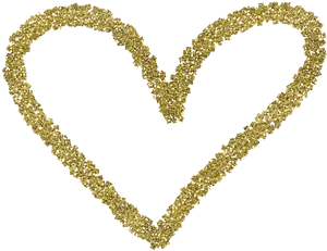 Gold Glitter Heart Outline PNG Image