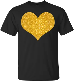 Gold Glitter Heart T Shirt Design PNG Image