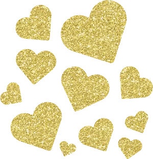 Gold Glitter Hearts Pattern PNG Image