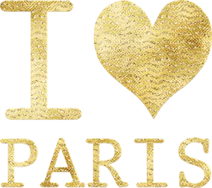 Gold Glitter Love Paris PNG Image