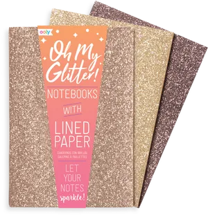 Gold Glitter Notebooks Collection PNG Image