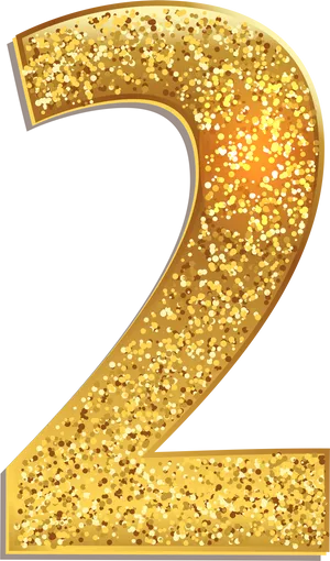 Gold Glitter Number Two PNG Image