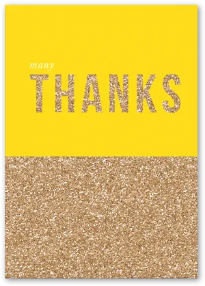 Gold Glitter Thanks Card PNG Image