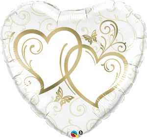 Gold Heart Balloon Design PNG Image