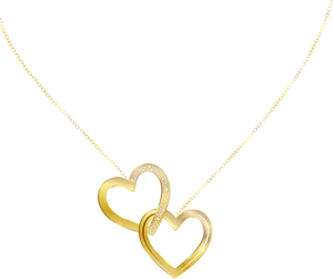 Gold Heart Pendant Necklace PNG Image