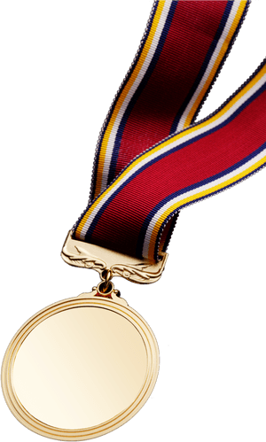 Gold Medalwith Tri Color Ribbon PNG image with transparent background