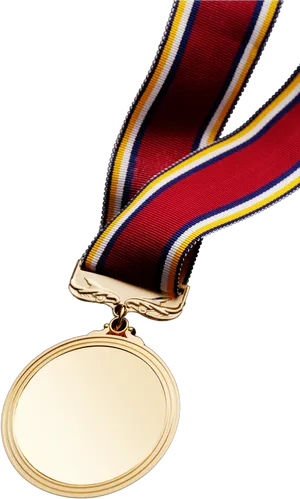 Gold Medalwith Tri Color Ribbon PNG Image