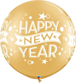 Gold New Year Balloon Celebration PNG Image