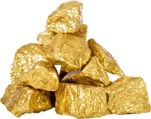 Gold Nuggets Pile Transparent Background PNG Image