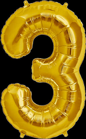 Number Three 3 Jumbo Gold Foil Balloon - Number 3 Helium Balloon PNG