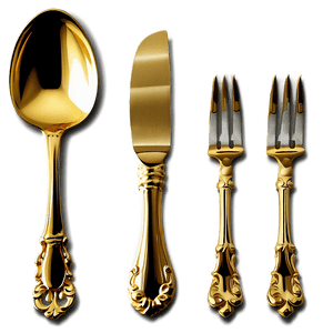 Gold Plated Dinner Utensils PNG 06212024 PNG