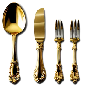 Gold Plated Dinner Utensils Png 06212024 PNG Image