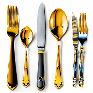 Gold Plated Dinner Utensils PNG 13 PNG with transparent background