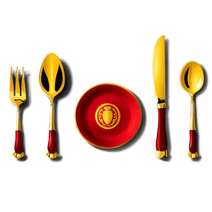 Gold Plated Dinner Utensils PNG pfg76 PNG