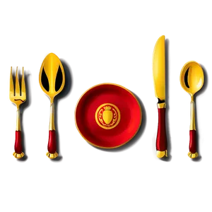 Gold Plated Dinner Utensils Png Pfg76 PNG Image