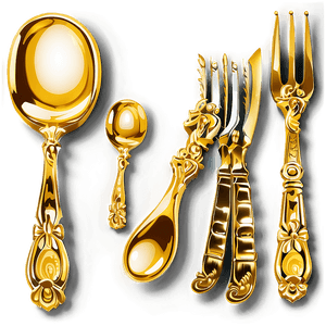 Gold Plated Dinner Utensils PNG vvi72 PNG
