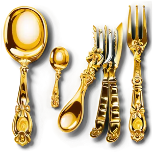 Gold Plated Dinner Utensils Png Vvi72 PNG Image