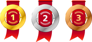 Gold Silver Bronze Award Medals PNG image with transparent background