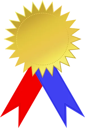 Gold Star Medalwith Ribbons PNG Image