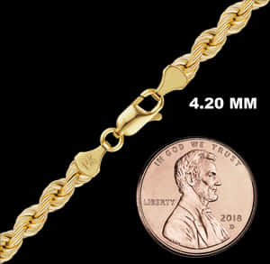 Gold Twist Chain420mm Comparison PNG image with transparent background