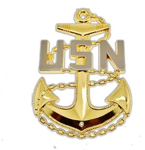 Gold U S N Anchor Badge PNG Image