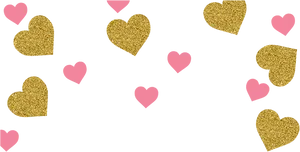 Goldand Pink Hearts Confetti PNG Image