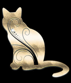 Golden Abstract Cat Artwork PNG image with transparent background