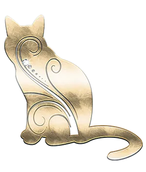 Golden Abstract Cat Artwork PNG Image