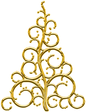 Golden Abstract Christmas Tree Design PNG Image