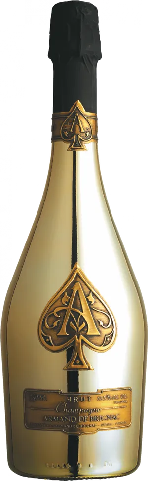 Golden Ace Spades Champagne Bottle PNG Image