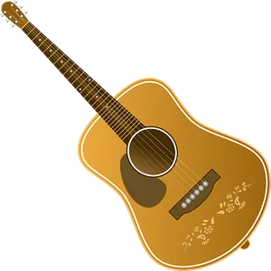 Golden Acoustic Guitar Illustration PNG Image