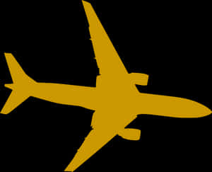 Golden Airplane Silhouette PNG with transparent background