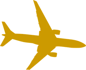 Golden Airplane Silhouette PNG Image