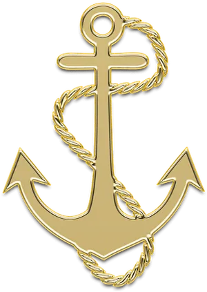 Golden Anchorwith Rope Design PNG Image