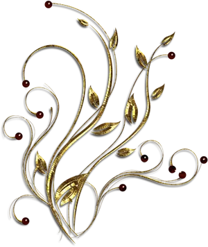 Golden Arabesque Floral Design PNG Image