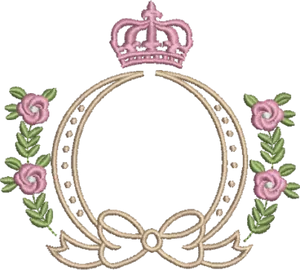 Golden Arabesque Framewith Pink Rosesand Crown PNG Image