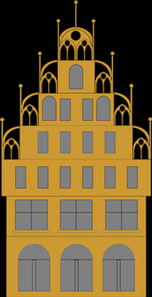 Golden Architecture Vector Illustration PNG image with transparent background