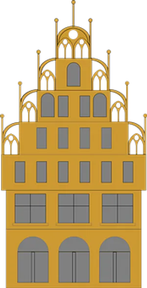 Golden Architecture Vector Illustration PNG Image