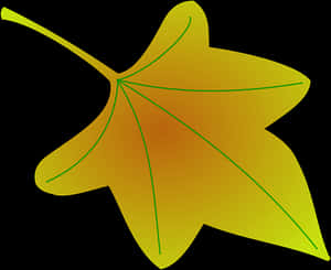 Golden Autumn Leaf Vector PNG image with transparent background