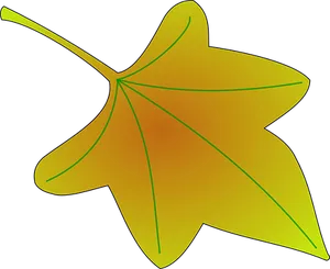 Golden Autumn Leaf Vector PNG Image