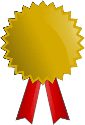 Golden Award Ribbon Graphic PNG image with transparent background