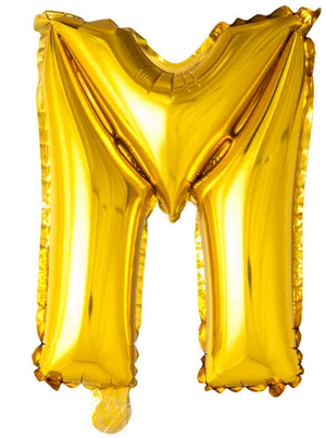 Golden Balloon Letter M PNG Image