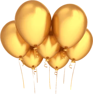 Golden Balloons Celebration PNG Image