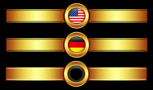 Golden Bannerswith Flags PNG image with transparent background