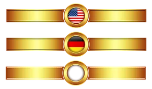 Golden Bannerswith Flags PNG Image