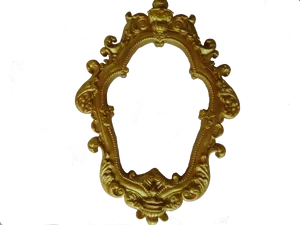 Golden Baroque Frame Black Background PNG Image