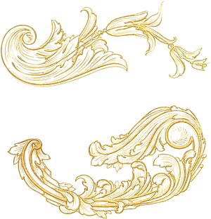 Golden Baroque Scroll Dividers PNG Image