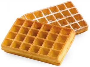 Golden Belgian Waffles Dustedwith Powdered Sugar.png PNG Image