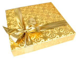Golden Birthday Gift Boxwith Ribbon PNG image with transparent background